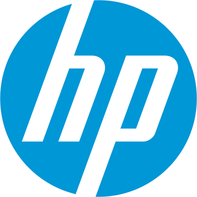 HP logo displayed in blue and white on a transparent background. HP (Hewlett-Packard) is a leading technology company that manufactures laptops, desktop computers, printers, workstations, monitors, and business computing solutions for consumers, students, professionals, and enterprises worldwide.